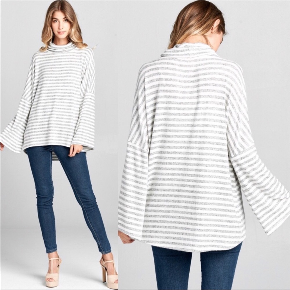 NEW! TURTLENECK BELL SLEEVE TOP - Picture 3 of 4